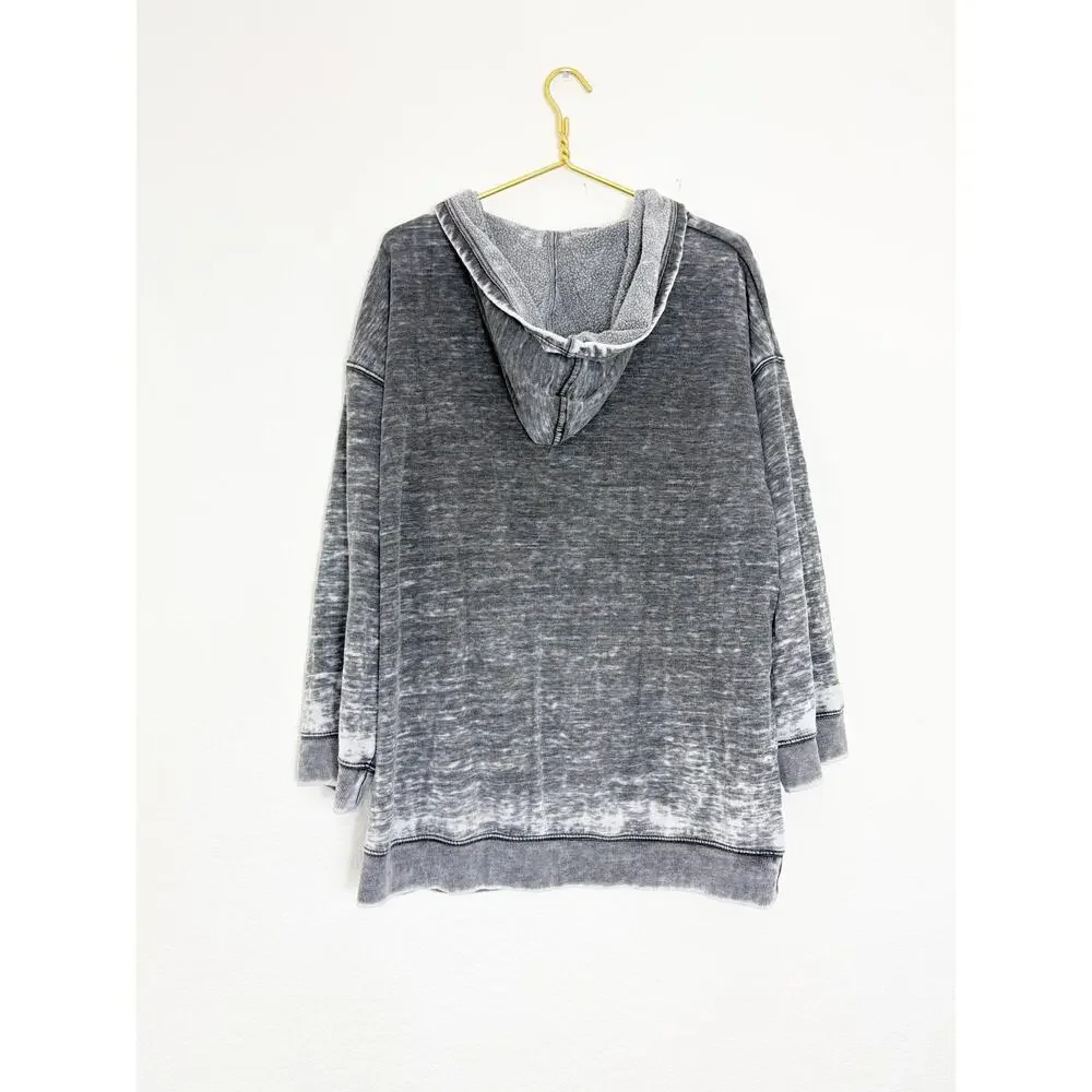 Free People Get It Distressed Oversized Burnout Hoodie Sweater Size XS Gray